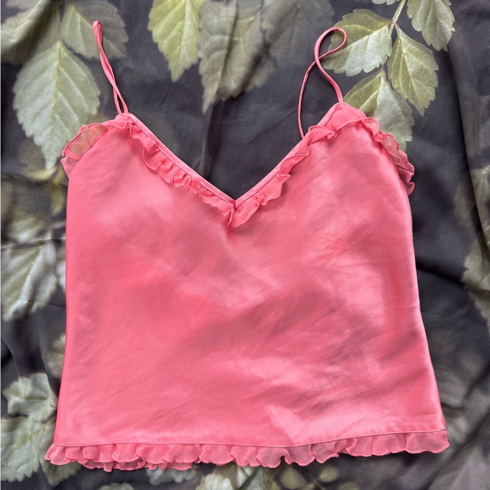 Peachy pink Ruffled Women's satin feel Top